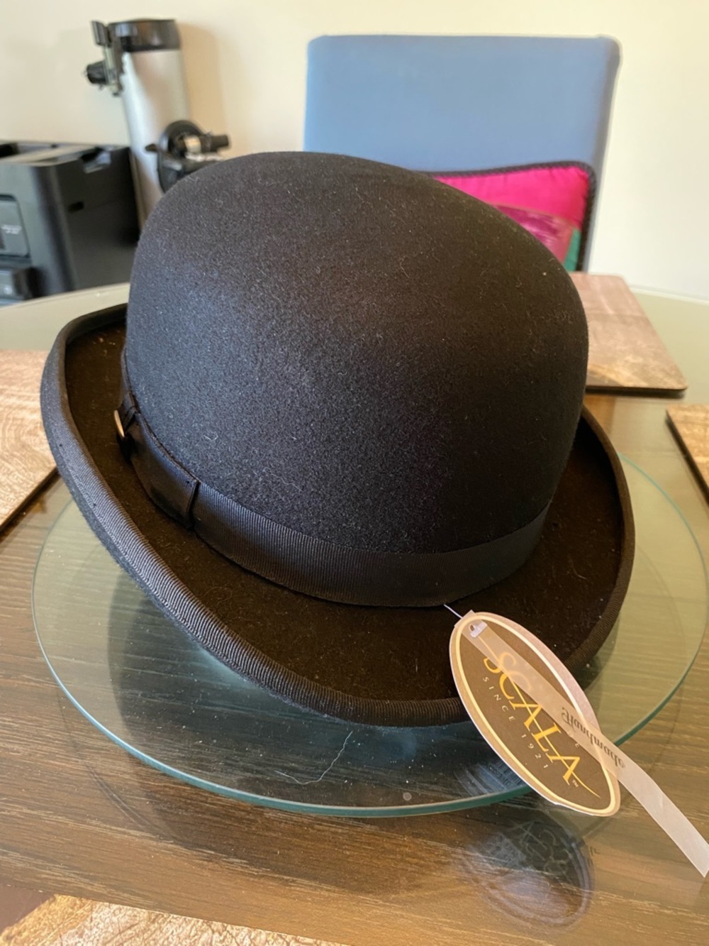 Scala Black Wool Bowler Hat with Satin Lining